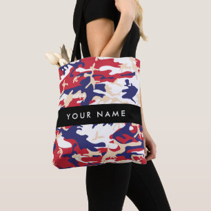 Independence day Camouflage Your name Personalize Tote Bag