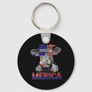 Independence Day Cow Merica 4th Of July Cows Lover Key Ring