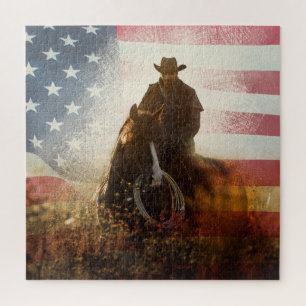Independence Day cowboy image. Jigsaw Puzzle