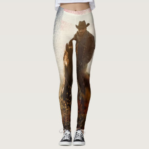 Independence Day cowboy image. Leggings