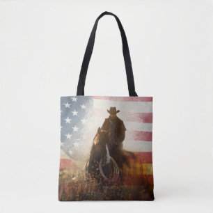 Independence Day cowboy image. Tote Bag