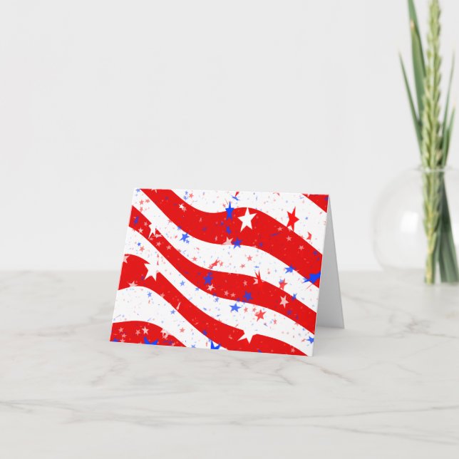 Independence Day Curved Stars and Stripes Card (Front)