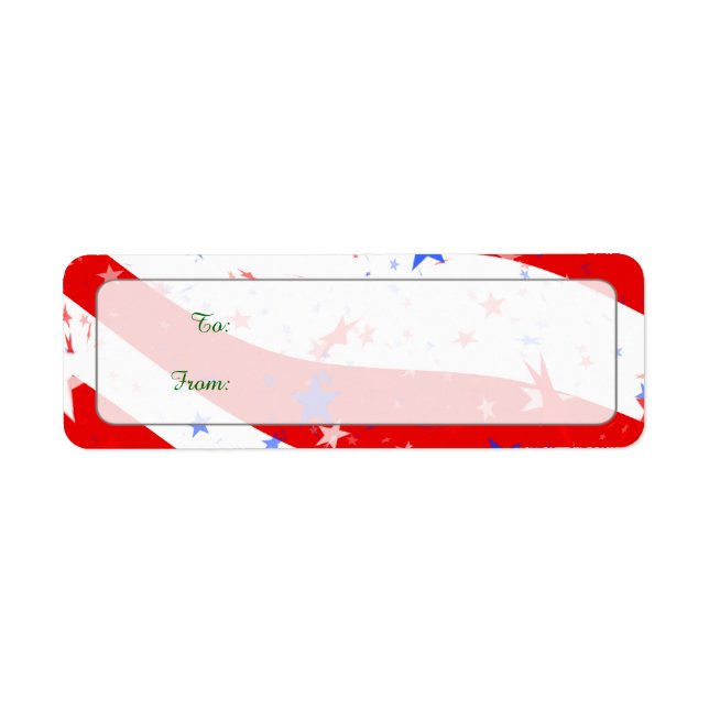 Independence Day Curved Stars and Stripes Return Address Label (Front)