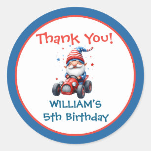 Independence Day Cute Gnome Birthday Classic Round Sticker