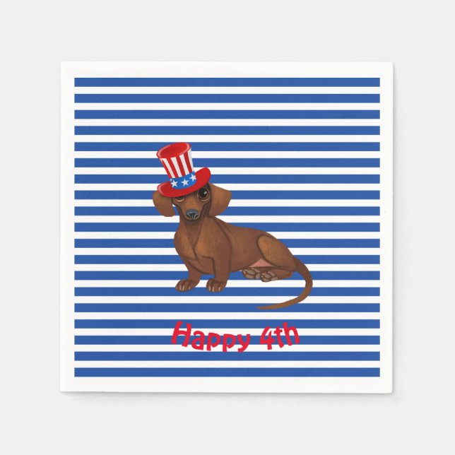 Independence Day Dachshund Paper Napkins (Front)