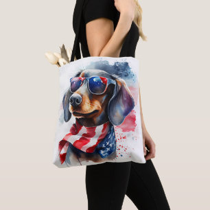 INDEPENDENCE DAY DACHSHUND TOTE BAG