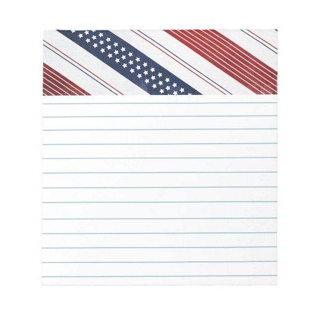 Independence Day Diagonal Stars and Stripes Notepad (Front)
