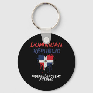 Independence Day Dominican Republic Celebration 3 Key Ring