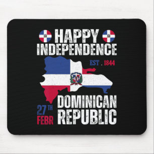 Independence Day Dominican Republic Flag And Map Mouse Pad