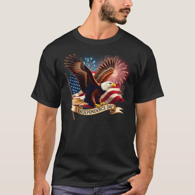 Independence Day Eagle American Flag Patriotic T-Shirt (Front)