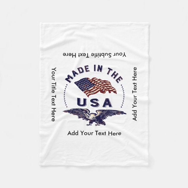 Independence Day Eagle and Flag Fleece Blanket (Front)