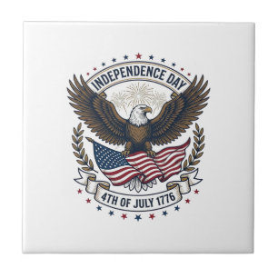 Independence Day Eagle Flag Vintage Shirt Design_1 Ceramic Tile