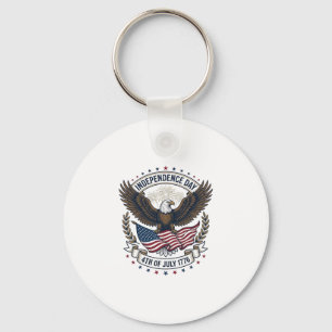 Independence Day Eagle Flag Vintage Shirt Design_1 Key Ring