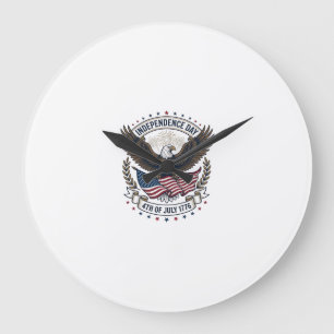 Independence Day Eagle Flag Vintage Shirt Design_1 Large Clock