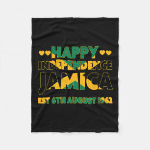 Independence Day Est 6th August 1962 Jamaican Flag Fleece Blanket