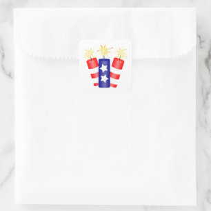 Independence Day Firecrackers Square Sticker