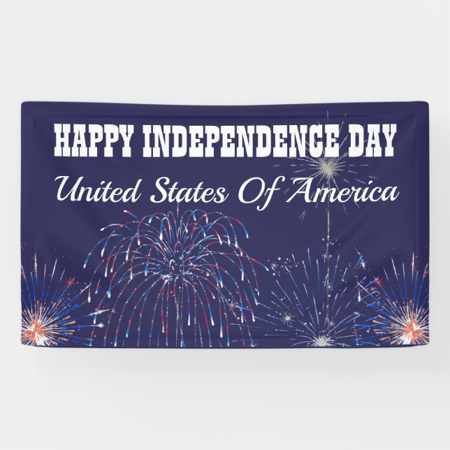 Independence Day Fireworks Personalised Banner (Horizontal)
