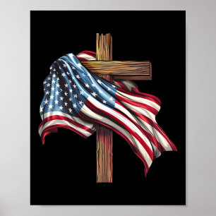 Independence Day Flag Cross Print 