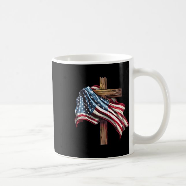 Independence Day Flag Cross Print  Coffee Mug (Right)