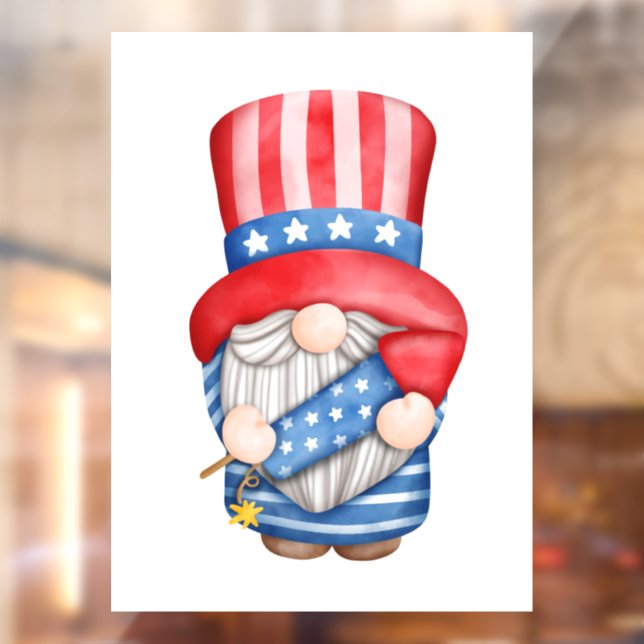 Independence Day Gnome Window Cling (Sheet 2)