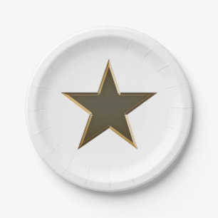 Independence Day gold white star patriotic Paper Plate