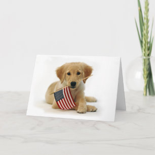 Independence Day Golden Retriever Puppy Card
