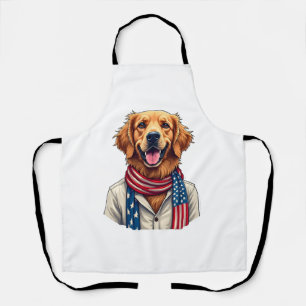 Independence Day Golden Retriever Vintage Shirt 2 Apron