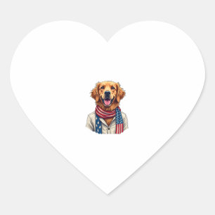 Independence Day Golden Retriever Vintage Shirt 2 Heart Sticker