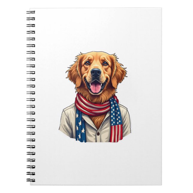 Independence Day Golden Retriever Vintage Shirt 2 Notebook (Front)