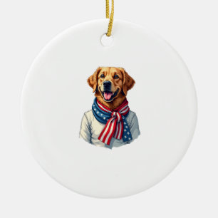 Independence Day Golden Retriever Vintage Shirt 3 Ceramic Ornament