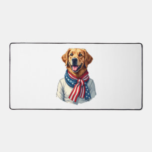 Independence Day Golden Retriever Vintage Shirt 3 Desk Mat