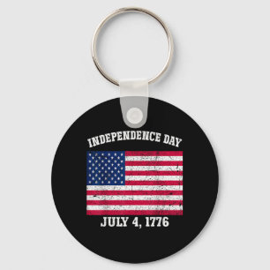 Independence Day July 4 1776 American Flag 4th of Key Ring