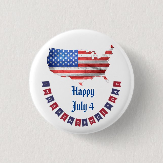 Independence Day July 4 American Flag USA Country 3 Cm Round Badge (Front)