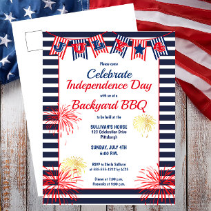 Independence Day July 4th Bunting Backyard BBQ  In Postcard