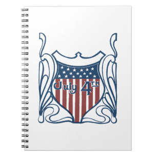 Independence Day July 4th Vintage Shield w/Stars Notebook