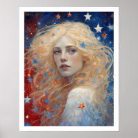 Independence Day July 4th Woman Fireworks Art Deco