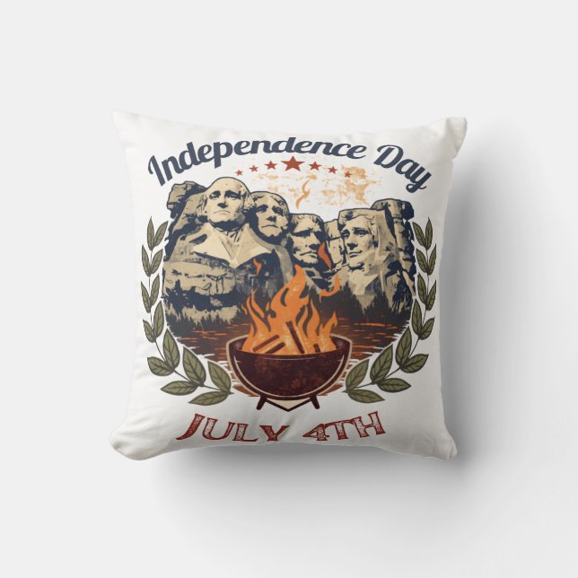 Independence Day Mount Rushmore July 4th Cushion (Front)