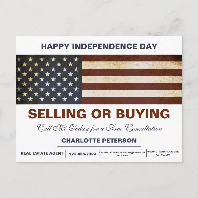 Independence Day or 4th of July Real Estate  Postcard (Front)