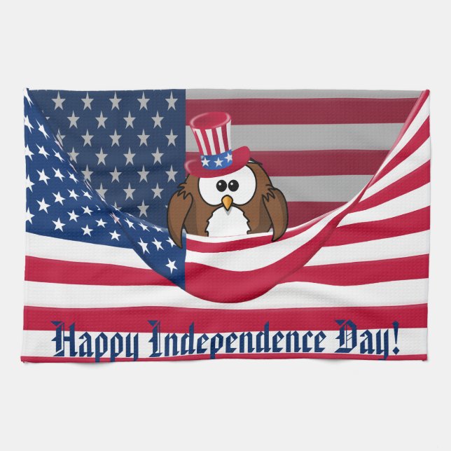 Independence Day owl Tea Towel (Horizontal)