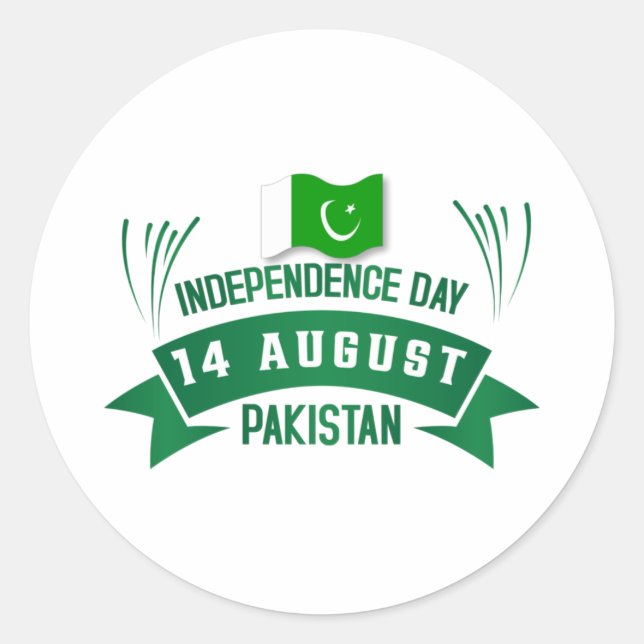 Independence Day Pakistan 14 August Pakistan Flag  Classic Round Sticker (Front)