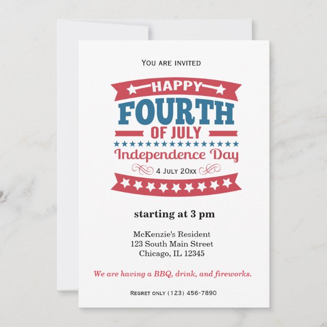 Independence day party invitation (Front)