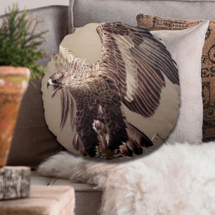 Independence day Patriotic Embroidery Eagle Round Cushion