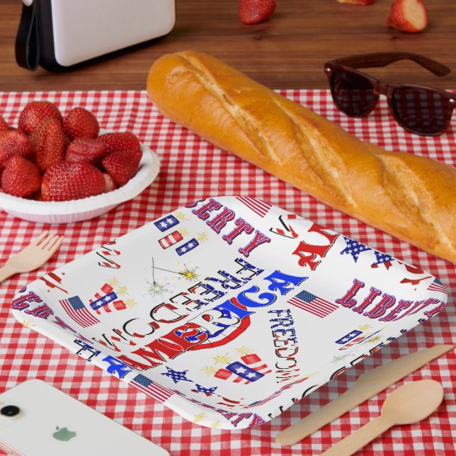 Independence Day Pattern Paper Plate (Picnic)