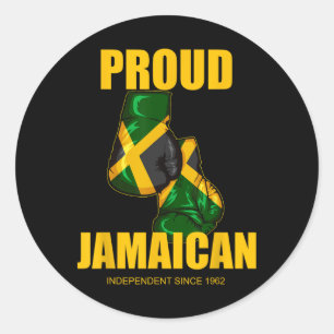 Independence Day Proud Jamaican Boxing Gloves Classic Round Sticker
