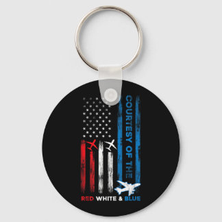Independence Day Red White Blue America Flag Key Ring