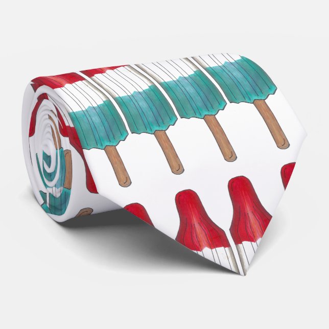 Independence Day Rocket Pop Patriotic Popsicles Tie (Rolled)