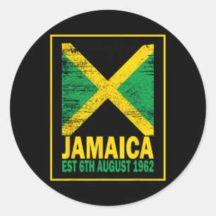 Independence Day Shirt 6th August Jamaica Since 19 Classic Round Sticker