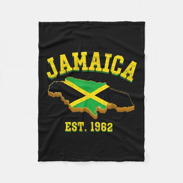 Independence Day Shirt Jamaican Flag Map Pride  Fleece Blanket (Front)