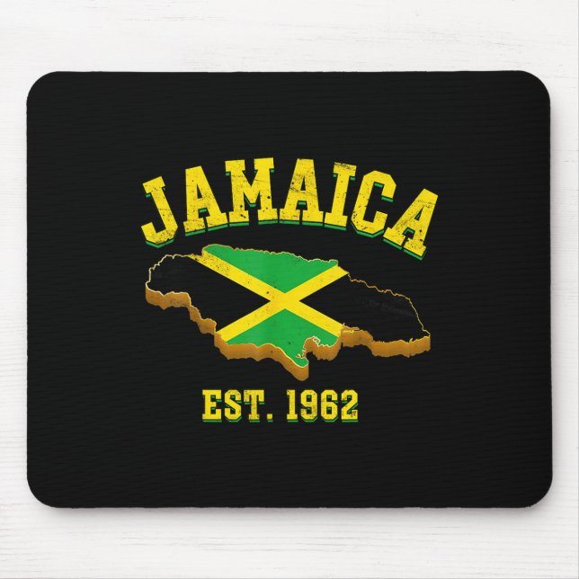 Independence Day Shirt Jamaican Flag Map Pride  Mouse Pad (Front)
