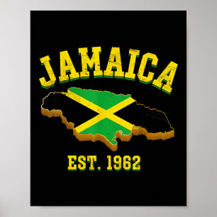 Independence Day Shirt Jamaican Flag Map Pride  Poster